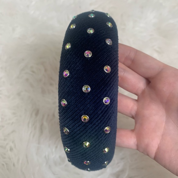 Lele Sadoughi Midnight Ribbed Crystal Headband - Picture 5 of 8